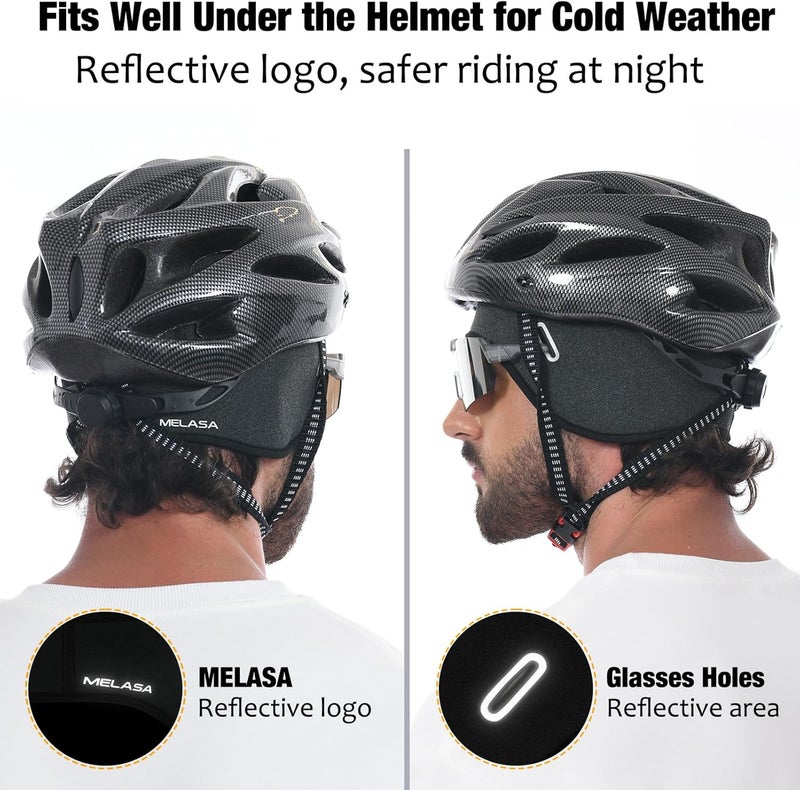 MELASA Winter Helmet Liner Skull Cap, Fleece Lined Warm Cycling Cap with Glasses Holes, Thermal Hat Beanie for Men Women - Image 4